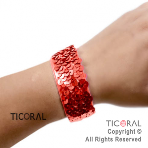 BRAZALETE HS6234-3 LENTEJUELAS ROJO x 1