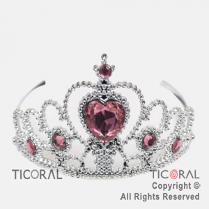 TIARA CON PIEDRA CORAZON ROSA HS6098-1 x 1