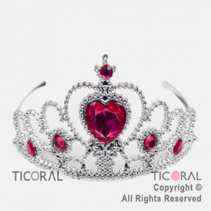 TIARA CON PIEDRA CORAZON FUCSIA HS6098-2 x 1