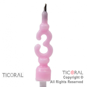 VELA HS6386-2 NUMERO 3 ROSA EN BLISTER x 10