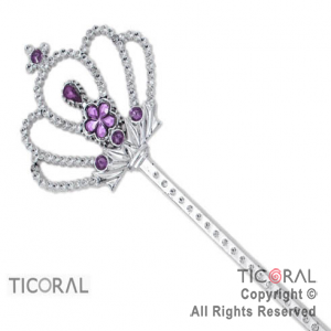 VARITA HS6373-1 CON DIAMANTE LILA CORONA REINA x 1 x 1