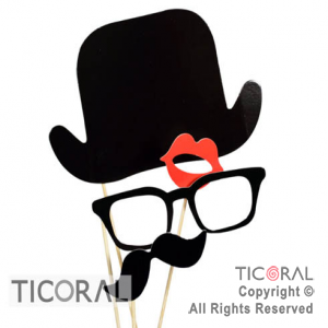 PHOTO PROPS HS6701 EN NEGRO GALERA ANTEOJOS BIGOTE BOCA X 4