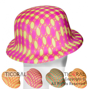 SOMB BOMBIN FLUO CON CIRCULOS PLASTICO HS7077 X 5