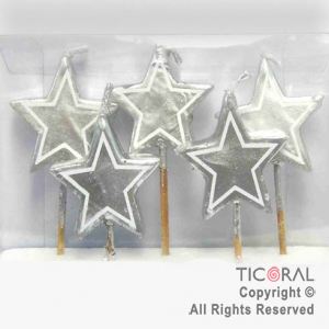 VELA SET ESTRELLAS PLATA HS7196-2 X 5 x 1