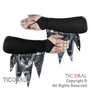 GUANTES HS6942 HALLOWEEN NEGRO LARGO x 1