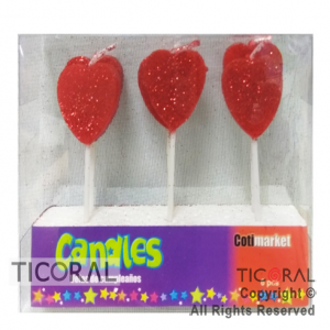 VELA SET CORAZON CON GLITTER HS7702 X 5 x 1