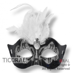 MASCARA ANTIFAZ VENECIANA CON GIBRE Y PLUMAS PLATA HS8146-2 x 1 MASCARA ANTIFAZ VENECIANA CON GIBRE Y PLUMAS PLATA HS8146-2 x 1