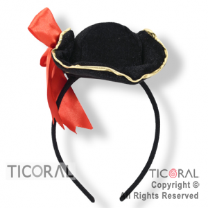 VINCHA CON MINI SOMBRERO NEGRO CON MOO ROJO HS7584 x 1