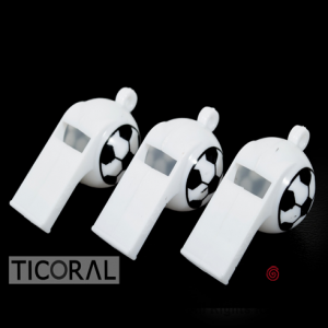 PITO REFEREE BLANCO CON IMPRESION DE PELOTA DE FUTBOL HS7831-1 x 12