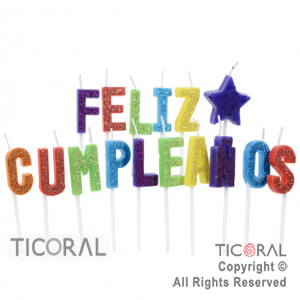 VELA SET FRASE FELIZ CUMPLEAOS GIBREADA MULTICOLOR HS8062  X 1