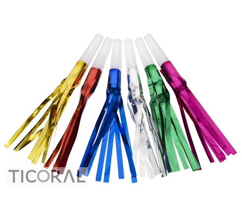 CORNETA CON FLECOS METALIZADOS DE COLORES HS7800-1 x 12