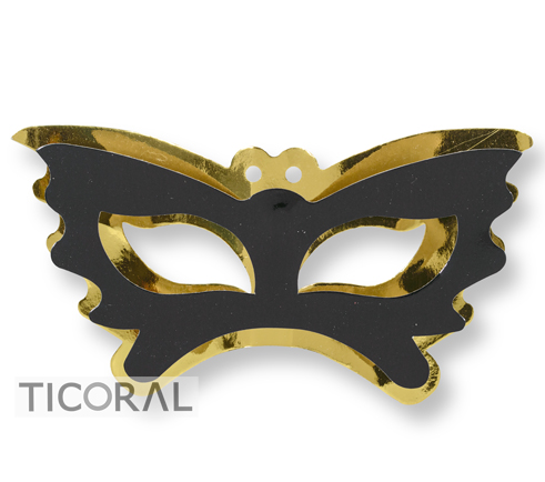 ANTIFAZ METALIZADO BICOLOR ORO Y NEGRO CARTON HS7817-1  X 12
