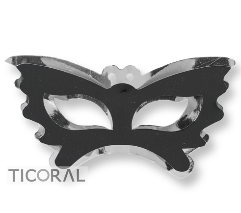 ANTIFAZ METALIZADO BICOLOR PLATA Y NEGRO CARTON HS7817-2  X 12