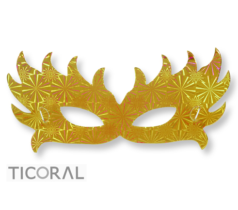 ANTIFAZ METALIZADO HOLOGRAFICO PICOS ORO CARTON HS7813-1  X 12