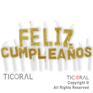 VELA SET FRASE FELIZ CUMPLEAOS GIBREADO ORO HS8076 X 1