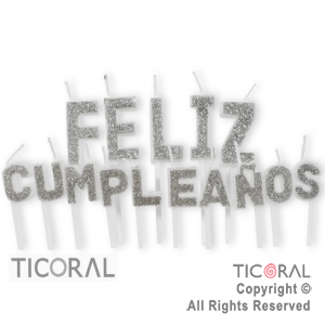 VELA SET FRASE FELIZ CUMPLEAOS GIBREADO PLATA HS8077 X 1