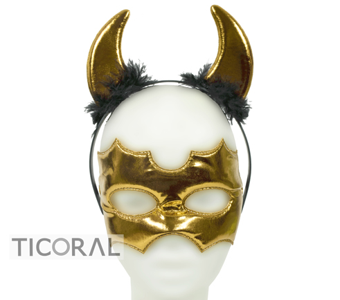 SET DIABLO VINCHA Y ANTIFAZ METALIZADO ORO HS7842-1 x 1