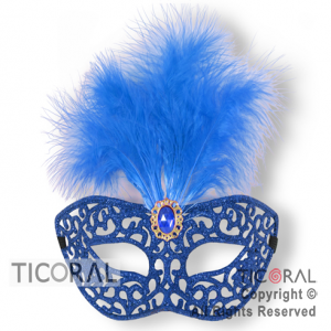 MASCARA ANTIFAZ VENECIANA GIBREADA PLUMA Y DIAMANTE AZUL HS7898-3 x 1