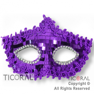 MASCARA ANTIFAZ VENECIANA LENTEJUELAS Y PIEDRAS VIOLETA HS7838-5 x 1