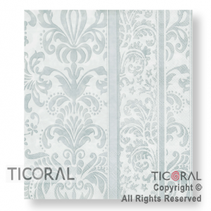 SERVILLETA 33X33 ARABESCOS PLATA Y BLANCO HS8016-4 x 20