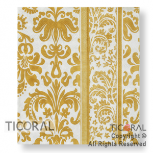 SERVILLETA 33X33 ARABESCOS ORO Y BLANCO HS8016-5 x 20