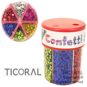 CONFETI ESTRELLA 6 COLORES EN FRASCO DOSIFICADOR 60g HS8251-1  x 1