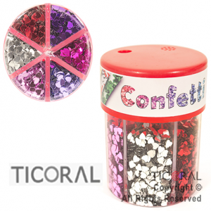 CONFETI CORAZON 6 COLORES EN FRASCO DOSIFICADOR 60g HS8251-3  x 1