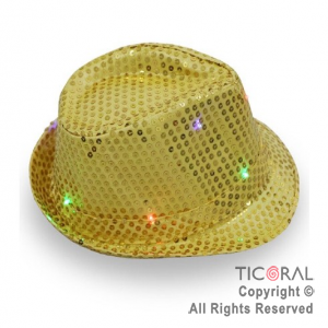 SOMBRERO GUAPO LUMINOSO CON LENTEJUELAS ORO HS8982-5 x 1