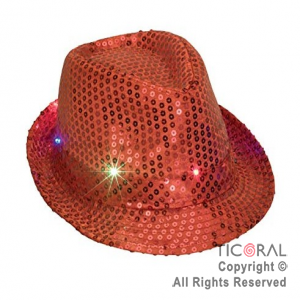SOMBRERO GUAPO LUMINOSO CON LENTEJUELAS ROJO HS8982-7 x 1