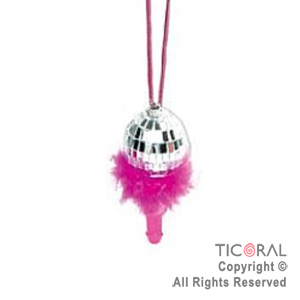CHAS COLLAR CON BOLA DE DISCO CON PENE ROSA Y PLUMA HS8789 X 1