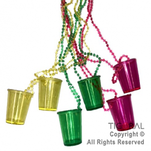 COLLAR CON VASO SHOT NEON FLUO COLORES SURTIDOS HS8825 X 6