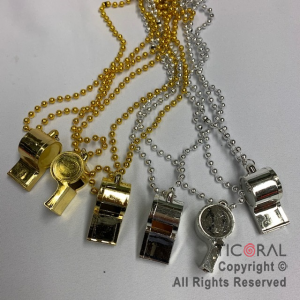 COLLAR METALIZADO CON SILBATO ORO Y PLATA HS8826 x 6