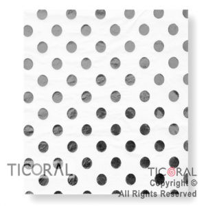SERVILLETA 33x33CM BLANCO CON LUNAR PLATA HS8968-2 x 20
