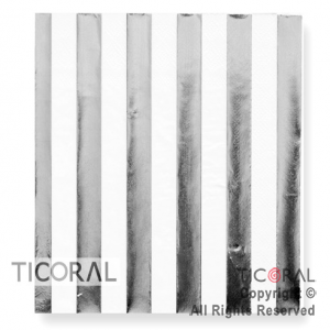 SERVILLETA 33x33CM BLANCO RAYAS PLATA HS8968-7 x 20