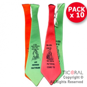 CORBATA FLUO SURTIDAS CON FRASES SHAKIRA x 10 UNIDADES