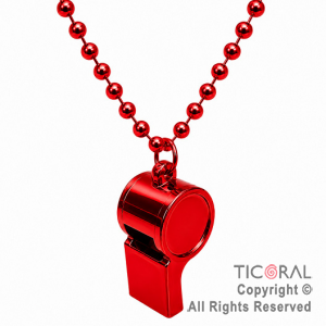 COLGANTE COLLAR DE CUENTAS CON SILBATO ROJO x 12