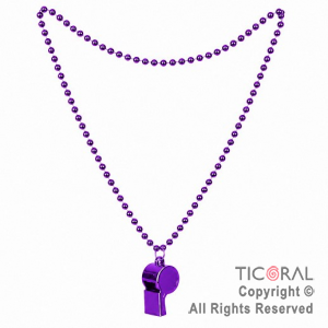 COLGANTE COLLAR DE CUENTAS CON SILBATO VIOLETA x 12