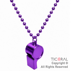 COLGANTE COLLAR DE CUENTAS CON SILBATO VIOLETA x 12
