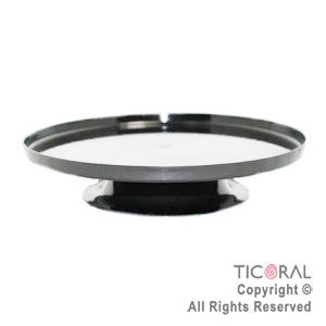 BANDEJA REDONDA CON PIE NEGRO PLASTICO 26.5 CM X 1