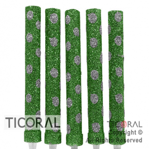 BENGALA GIBRE VERDE CON LUNARES PLATEADOS x 5
