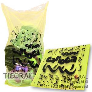 BOLSA PLASTICA FLUO FANTASIA P/COTILLON 80x50cm AMARILLA x 20
