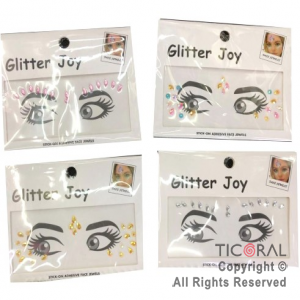 BRILLITOS AUTOADHESIVOS PARA ROSTRO FACE ART DECO SURTIDO X 1