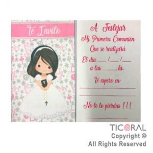 COMUNION ROSA INVITACION x 10