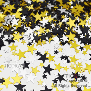 CONFETI HS5570 ESTRELLAS ORO/PL/NG 14GR x 12