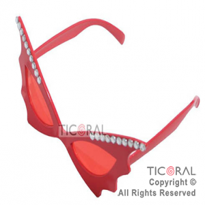 ANTEOJO HS2125-3 MURCIELAGO ROJO CON STRASS x 1