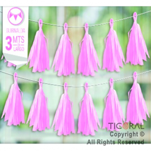 GUIRNALDA PORRA PASTEL MONOCOLOR FLECO ROSA x 1