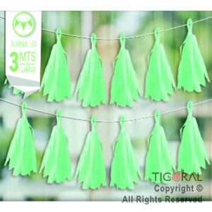 GUIRNALDA PORRA PASTEL MONOCOLOR FLECO VERDE x 1