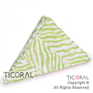 SERVILLETA 33X33 FANTASIA TRIANGULO CEBRA VERDE MANZANA X 20