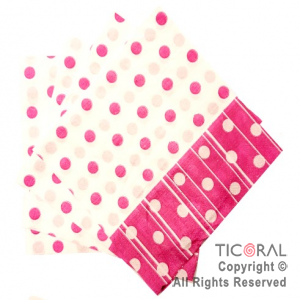 SERVILLETA 33X33 FONDO ROSA CON LUNARES BLANCOS x 20