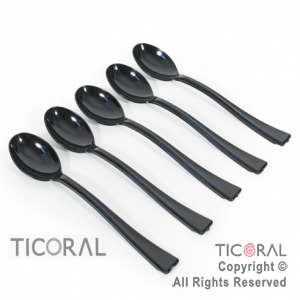 MINI CUCHARA PARA COPETIN NEGRA x 12 UNIDADES